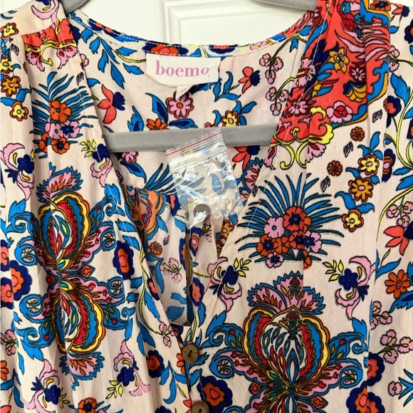 Boemo x Anthropologie Floral Print Boho Maxi Dress Tiered Bell 3/4 sleeved NWT - Picture 11 of 16